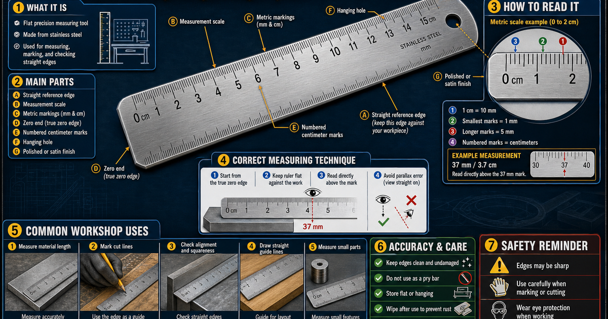 Saskpolytech Ruler Metal Tools & Workshop Machines: Steel Ruler Infographic | LivePhysics™