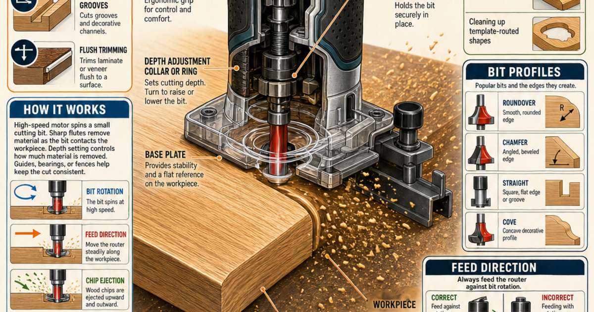 Trsim Machine Tools & Workshop Machines: Trim Router Infographic | LivePhysics™