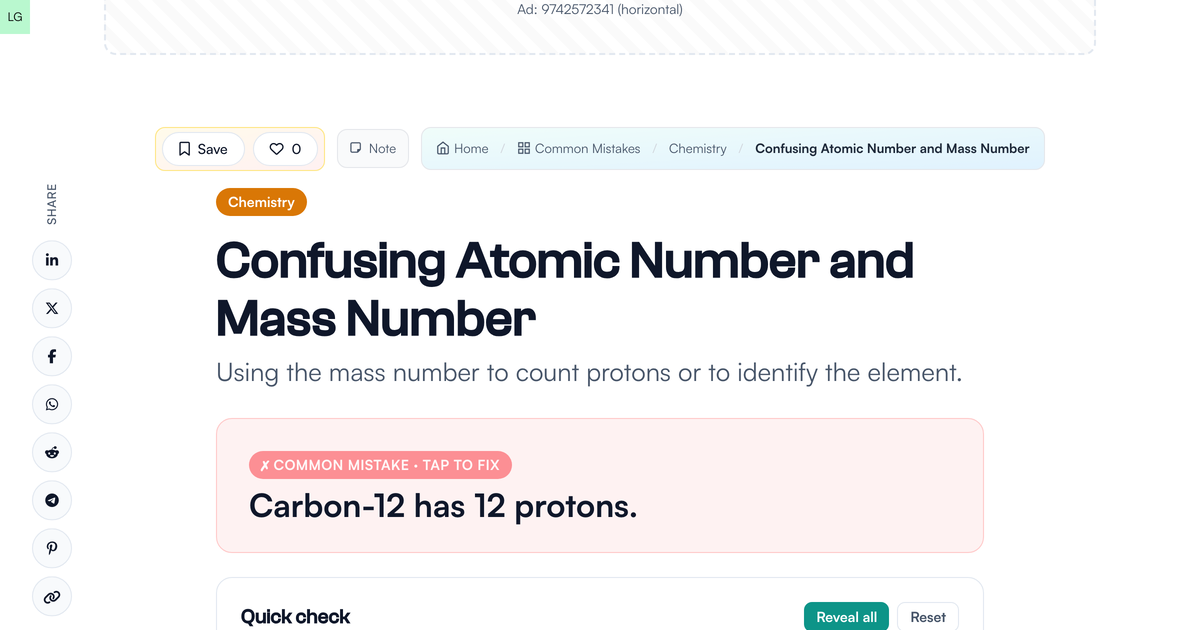 Confusing Atomic Number and Mass Number | Common Mistakes | LivePhysics™
