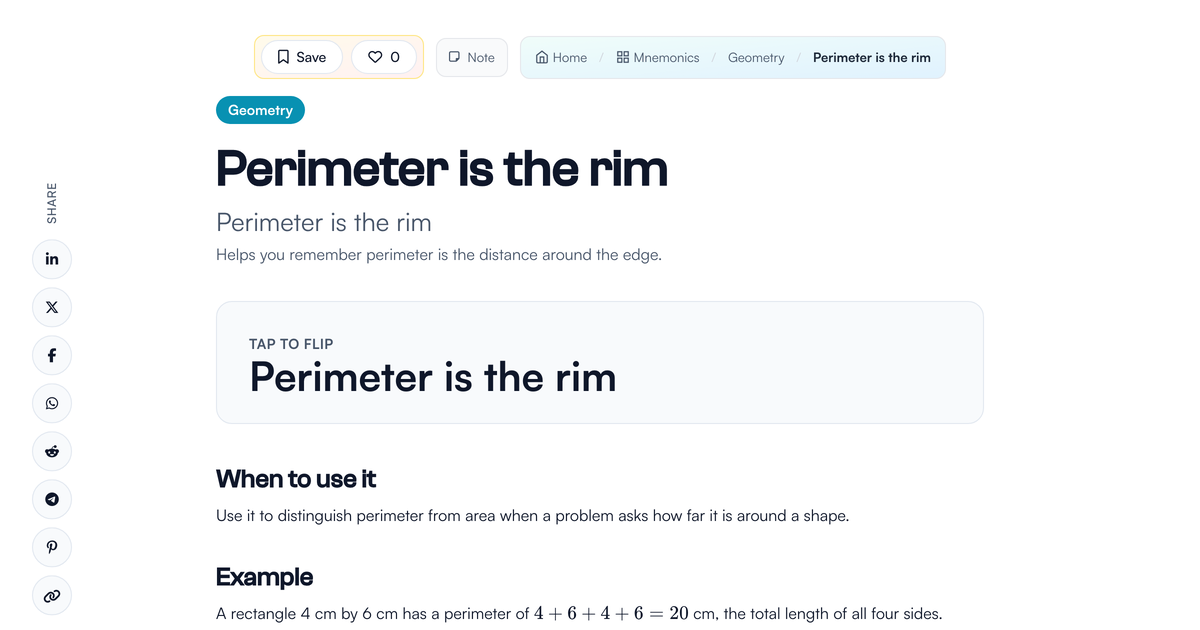 Periment Perimeter is the rim Mnemonic | LivePhysics™