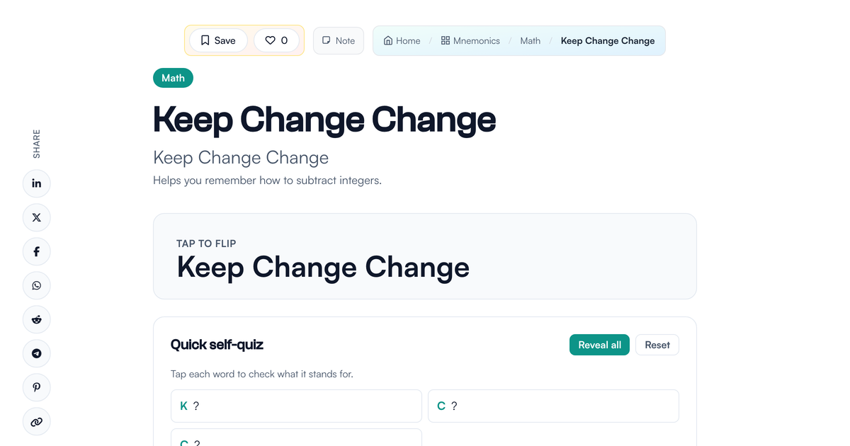 Keep Changing Keep Change Change Mnemonic | LivePhysics™