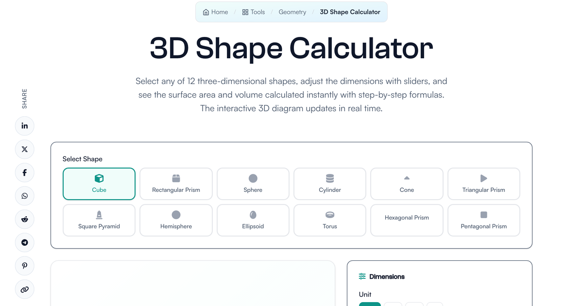 3D Shape Calculator with Interactive Visuals | LivePhysics™