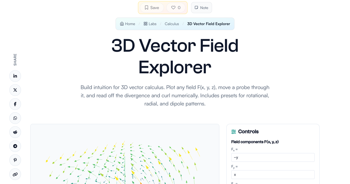 3D Vector Field Explorer | LivePhysics