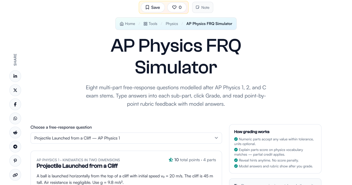 AP Physics FRQ Simulator | LivePhysics