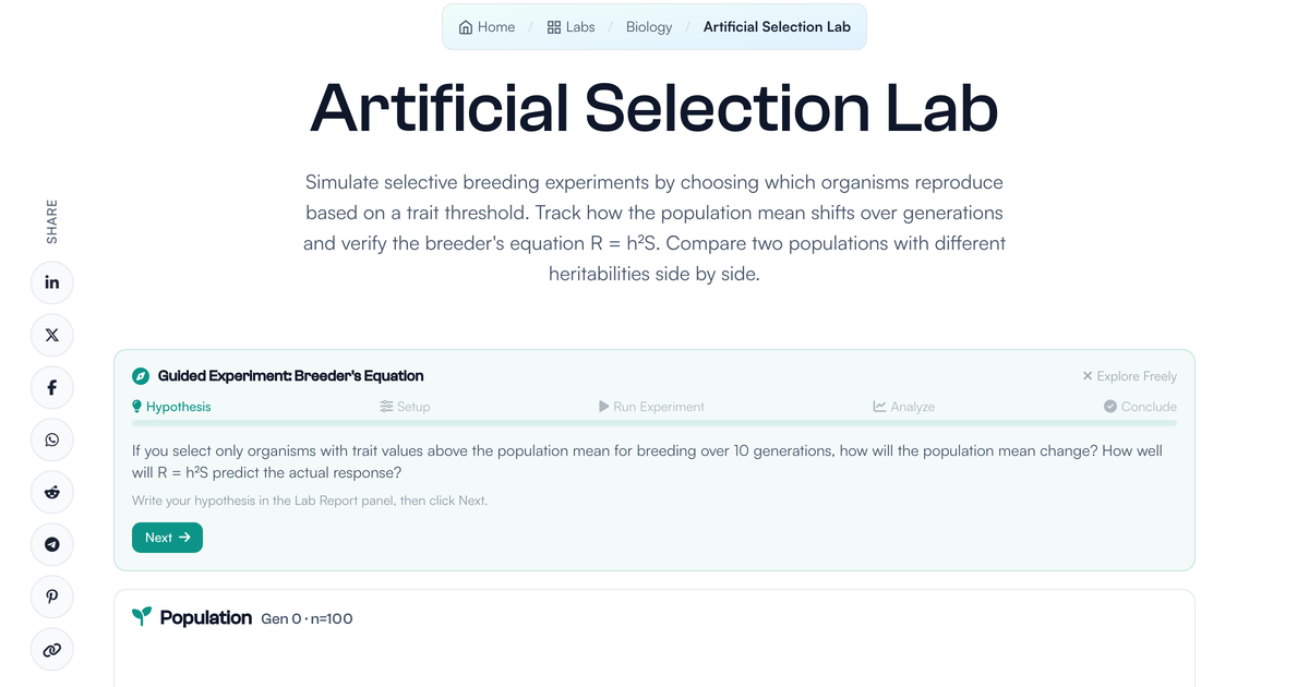Lab Select Artificial Selection Lab | LivePhysics™