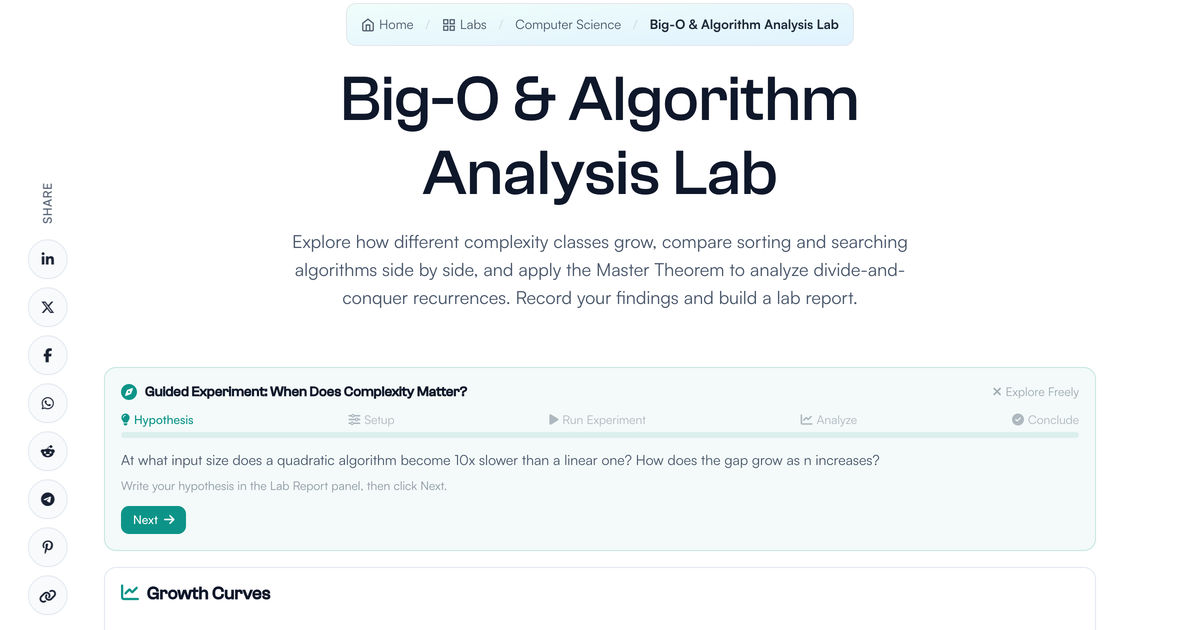 Big-O & Algorithm Analysis Lab | LivePhysics™