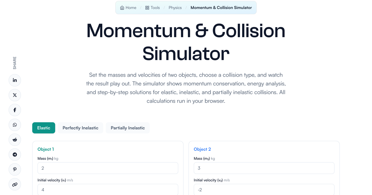 Momentum & Collision Simulator | LivePhysics™