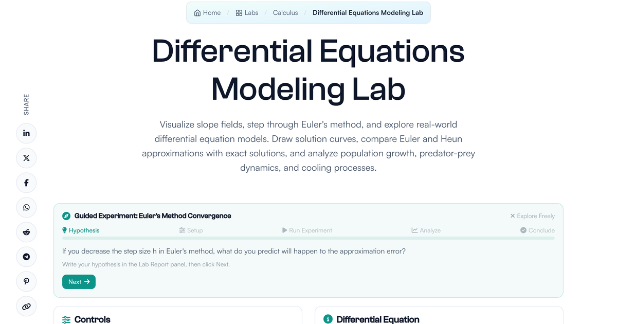 Differential Equations Modeling Lab | LivePhysics™