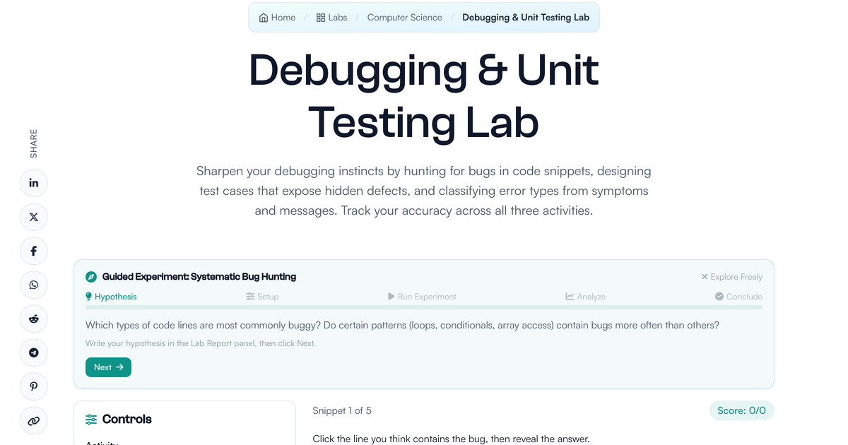 Debugging & Unit Testing Lab | LivePhysics™