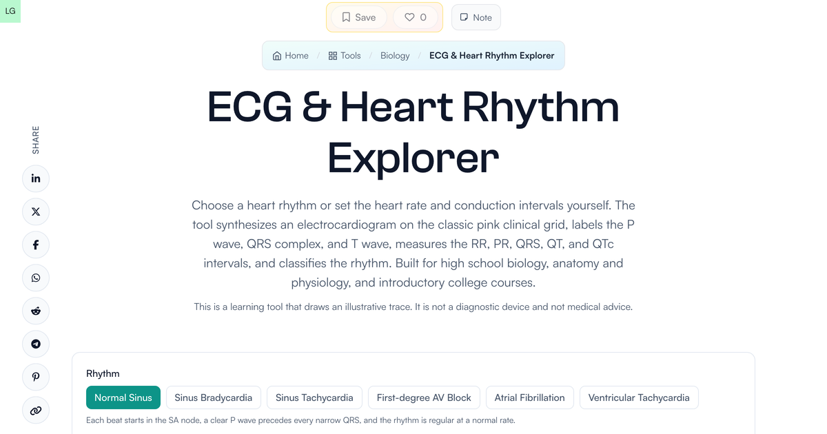 ECG & Heart Rhythm Explorer | Biology Tool
