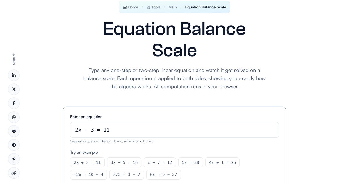 Equation Balance Scale | LivePhysics™