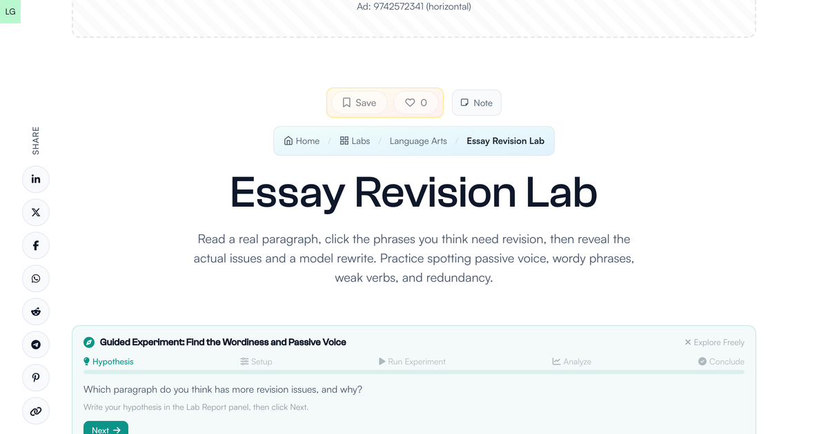 Essay Revision Lab | LivePhysics™