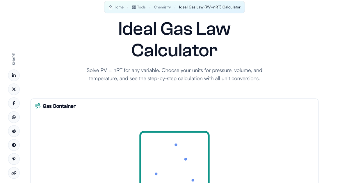 Ideal Gas Law Calculator | LivePhysics™
