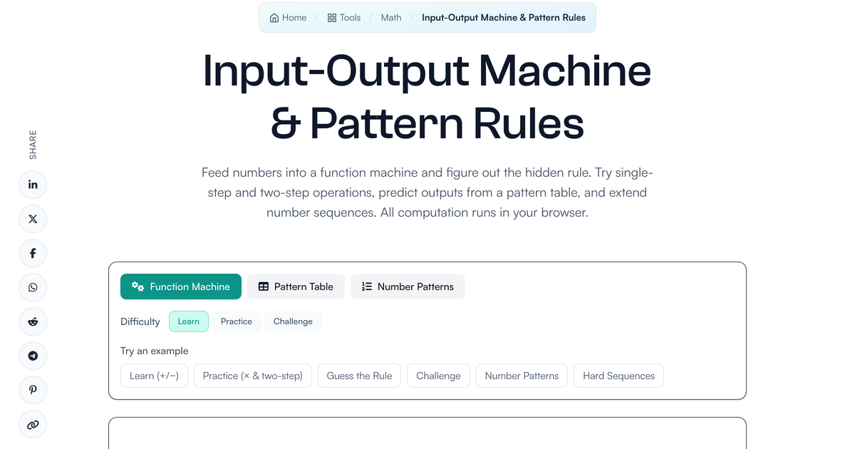 Input-Output Machine & Pattern Rules | LivePhysics™
