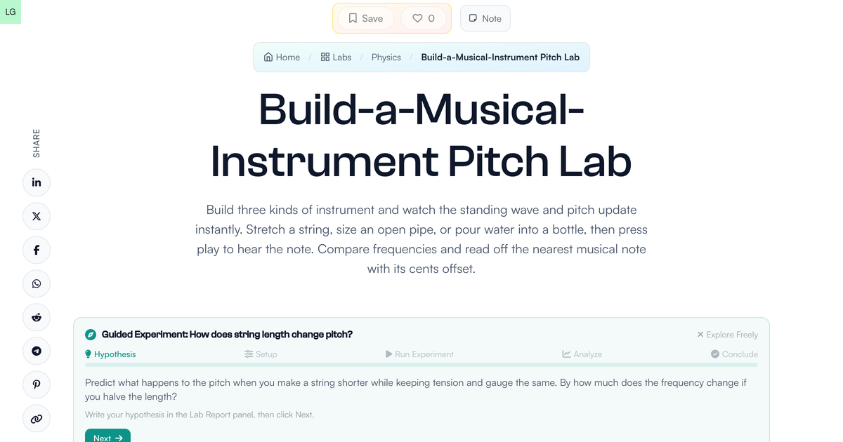 Pituh Instrument Build-a-Musical-Instrument Pitch Lab | LivePhysics