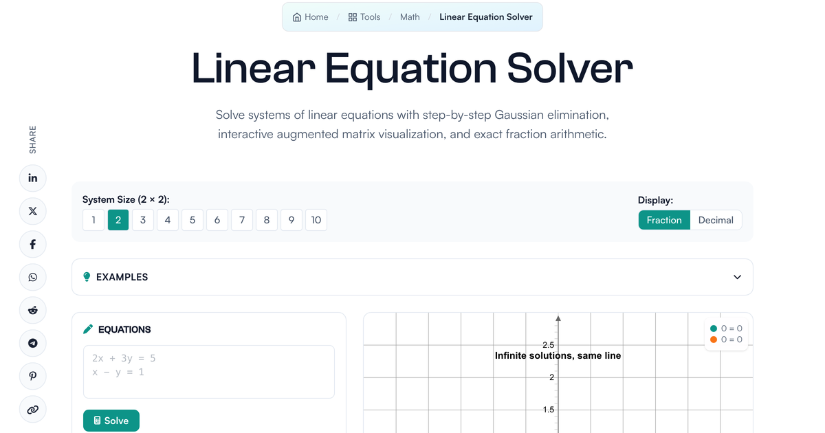 Linear Equation Solver & System of Equations | LivePhysics™