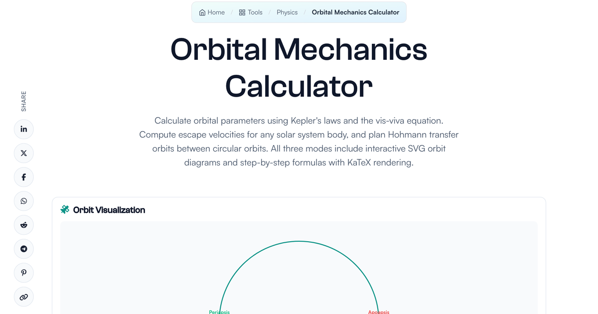 Orbital Mechanics Calculator | LivePhysics™