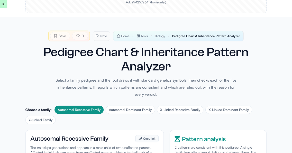 Pedigree Chart and Inheritance Pattern Analyzer | LivePhysics
