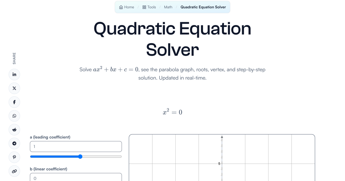 Quadratic Equation Solver & Graph | LivePhysics™