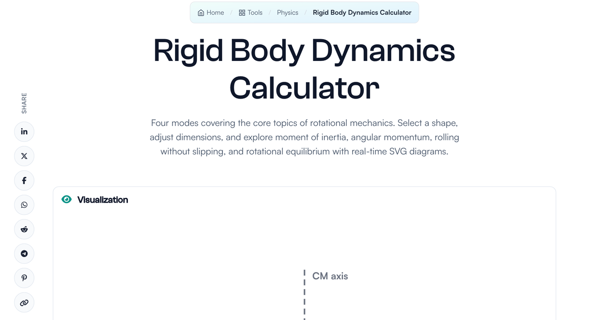 Rigid Body Dynamics Calculator | LivePhysics™