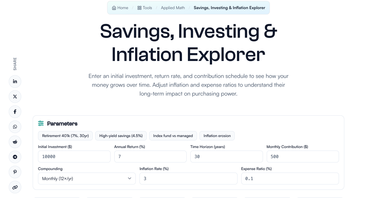 Explorer Inflating Savings, Investing & Inflation Explorer | LivePhysics™