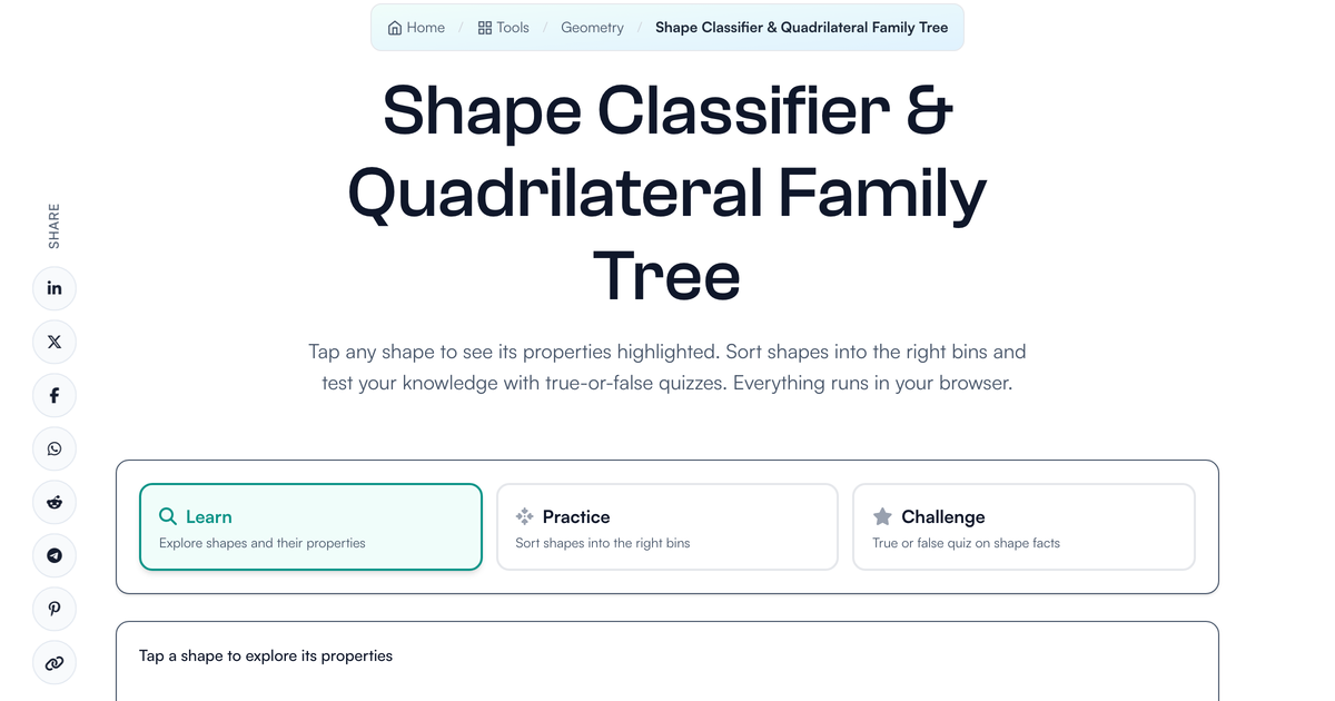Shape Classifier & Quadrilateral Family Tree | LivePhysics™