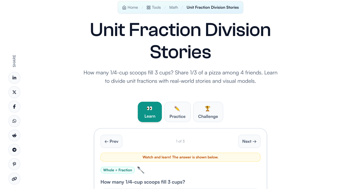 Unit Fraction Division Stories | LivePhysics™