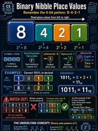 Computer Science: Place values in a binary nibble from left to right