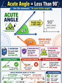 Acute angle is less than 90 degrees