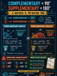 Complementary equals 90 and supplementary equals 180