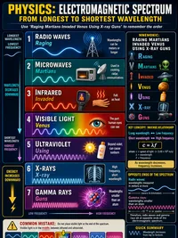 Electromagnetic spectrum from longest to shortest wavelength
