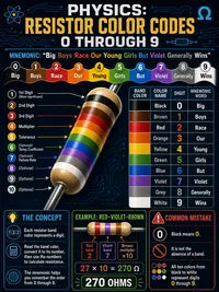 Resistor color codes 0 through 9