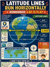 Social Studies: Latitude lines run horizontally