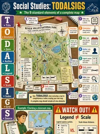 Social Studies: Nine standard elements of a map (TODALSIGS)