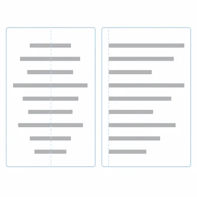 Centered alignment compared with left alignment using blank line blocks.