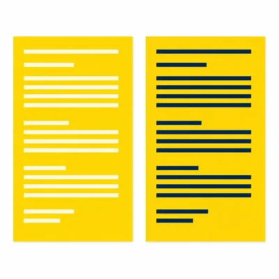 Comparison of a low-contrast yellow flyer and a more readable high-contrast yellow flyer.