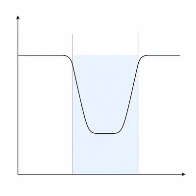 A light curve with the transit interval shaded between start and end.