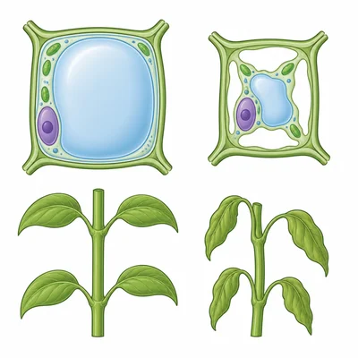 Full central vacuole pressing outward helps plant cells stay firm and upright.
