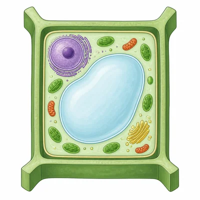 Plant cell with a thick cell wall providing support.