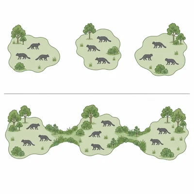 Comparison of isolated reserves versus connected habitat corridors for an endangered mammal population.