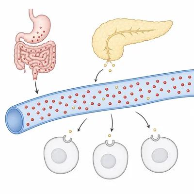 Pancreas releasing too little insulin while glucose remains high in the blood.