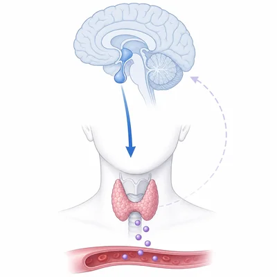 Low thyroid hormone causes strong pituitary stimulation of the thyroid.