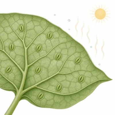 Closed stomata on a leaf reduce water vapor loss.