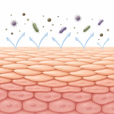 Flat skin cells packed together to form a protective barrier.