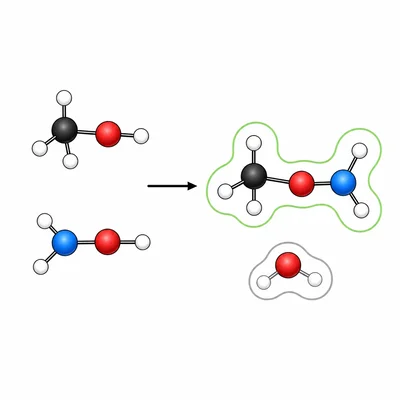 Generic reaction showing two reactants forming a desired product and a byproduct.