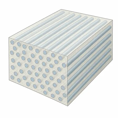 A polymer matrix reinforced with long glass fibers.
