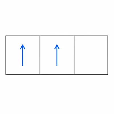 Three orbital boxes with two parallel arrows placed singly in separate boxes.