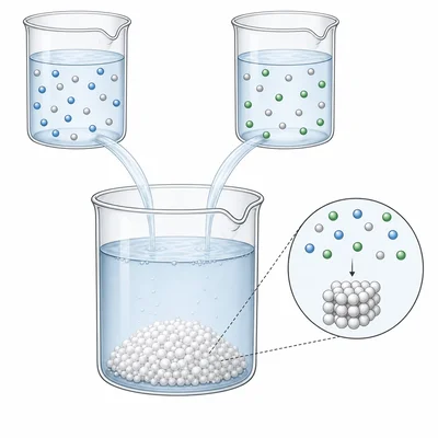 Two aqueous solutions are mixed and a dense white precipitate settles at the bottom.