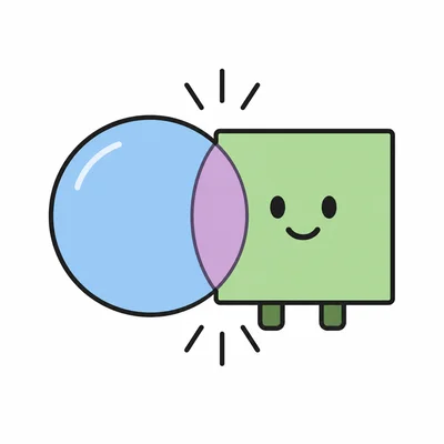 Two sprite shapes overlap, showing a detected collision.