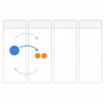 Binary borrowing model showing one counter from a higher place exchanged for two counters in the next place.